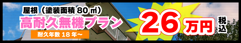 屋根（塗装面積80㎡） ：ラジカルシリコン 耐用年数18年～ 26万円